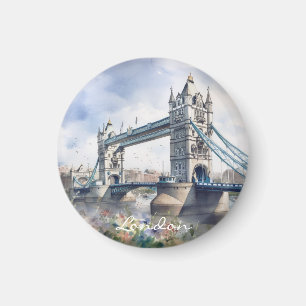 Waterverf voor reizen naar London Tower Bridge Magneet