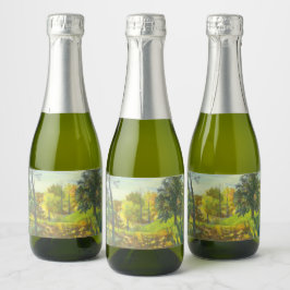 Waterverf voor schilderen van zonne-herfst sparkling wijnetiket