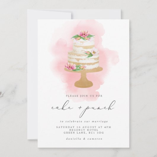 Waterverf voor weddenschapskap en Punch Reception Kaart (Voorkant)