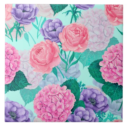 Waterverf voortuin 2 tegeltje (Voorkant)