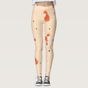 Waterverf vossen: schattig, achtergrondpatroon leggings