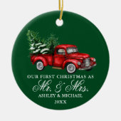 Waterverf  Vrachtwagen de heer Mrs. Keramisch Ornament (Voorkant)