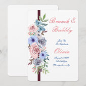 waterverf vrijgezellenfeest bloemenuitnodiging kaart (Voorkant / Achterkant)