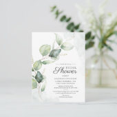 Waterverf Vrijgezellenfeest Eucalyptus Script Flor Uitnodiging Briefkaart (Staand voorkant)