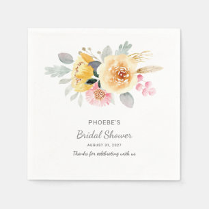 Waterverf Vrijgezellenfeest Floral Modern Botanica Servet