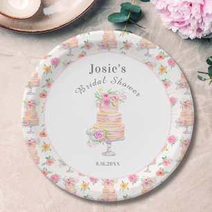 Waterverf Vrijgezellenfeest gelaagd Roos taartpatr Papieren Bordje