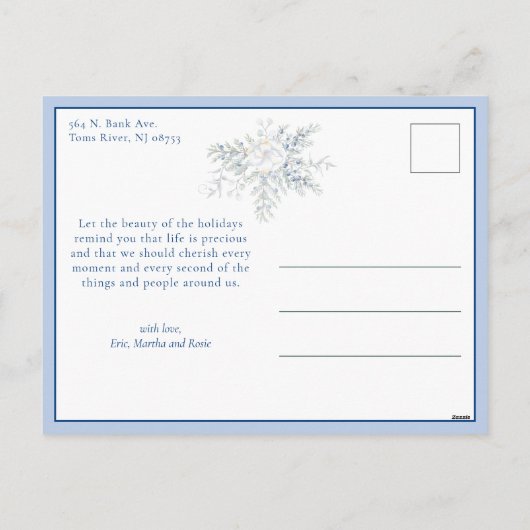 Waterverf Vrolijk Kerstscript Juniper 2-Foto Feestdagenkaart (Achterkant)