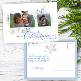 Waterverf Vrolijk Kerstscript Juniper 2-Foto Feestdagenkaart