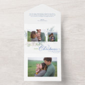 Waterverf Vrolijk Kerstscript Juniper 3-Foto All In One Uitnodiging (Binnen)