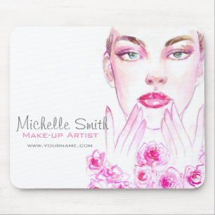 Waterverf vrouw en rozen schoonheidssalon brandmer muismat