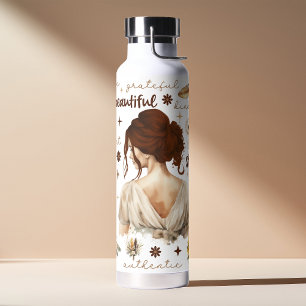 Waterverf Vrouw Met Rood Haar Boho Affirmatie Waterfles