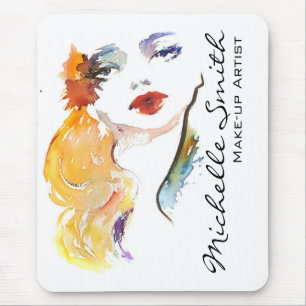 Waterverf vrouw portret make-up artiest branding muismat