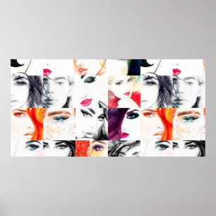 Waterverf vrouw portretpatroon poster