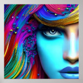 Waterverf vrouwenportret, Abstracte kunstdruk Poster (Voorkant)