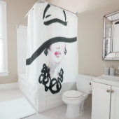 Waterverf vrouwenportret, abstracte mode illust douchegordijn (In situ)