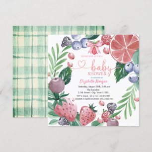Waterverf Vruchten Bes Plaid Zoete Baby Shower Kaart