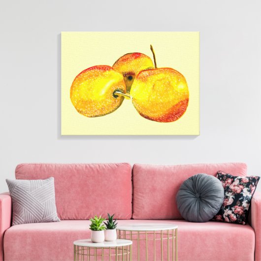 Waterverf vruchten met gele peren canvas afdruk (Insitu (Woonkamer))