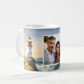 Waterverf Vuurtoren Bruiloft Foto Mok (Voorkant links)