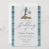 Waterverf Vuurtoren Bruiloft Kaart (Voorkant)