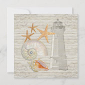 Waterverf vuurtoren, strand bruiloft kaart (Achterkant)