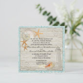 Waterverf vuurtoren, strand bruiloft kaart (Staand voorkant)