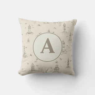 Waterverf Vuurtoren Toile Babykamer Monogram Kussen