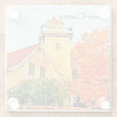 Waterverf vuurtoren van het district Eagle Bluff Glazen Onderzetter (Achterkant)