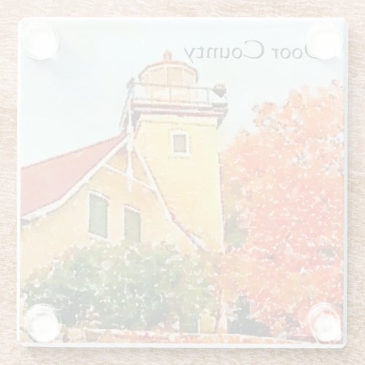 Waterverf vuurtoren van het district Eagle Bluff Glazen Onderzetter (Achterkant)