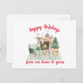 Waterverf Vuurvakantiekerst Briefkaart (Voorkant / Achterkant)