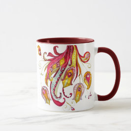 Waterverf Vuurvogel Veters Red Phoenix Bird Mok
