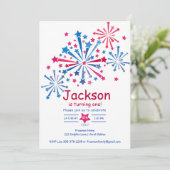 Waterverf vuurwerk 4 juli eerste verjaardag kaart (Staand voorkant)