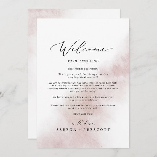 Waterverf Wake Welkomstbrief en reisroute (Voorkant / Achterkant)