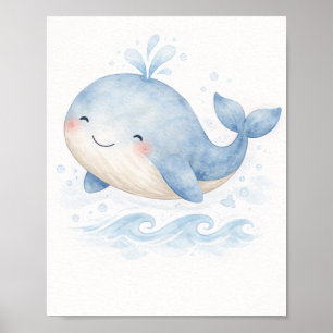 Waterverf Wal Kinderkamer Muur Kunst Poster