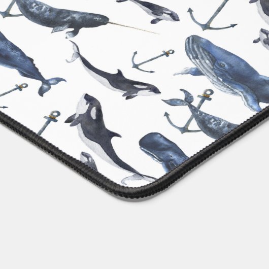 Waterverf Walvis & Anker Pattern 2 Bureaumat (Hoek)