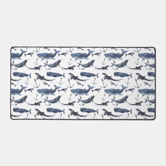 Waterverf Walvis & Anker Pattern 2 Bureaumat (Voorkant)