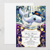 Waterverf walvis Baby shower Kaart (Voorkant / Achterkant)