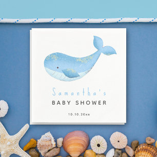 Waterverf walvis baby shower servet