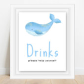 Waterverf walvis - Drinken Poster