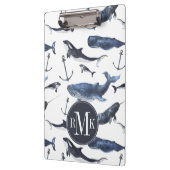 Waterverf-walvis en ankerpatroon klembord (Links)