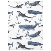 Waterverf-walvis en ankerpatroon klembord (Achterkant)