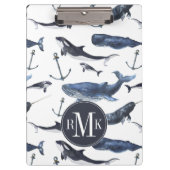 Waterverf-walvis en ankerpatroon klembord (Voorkant)