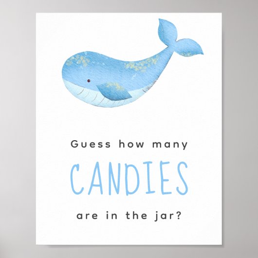 Waterverf walvis - Hoeveel snoepjes zitten er in d Poster (Voorkant)