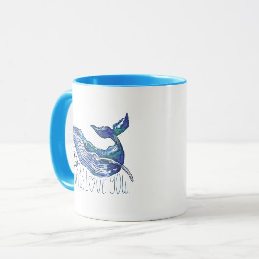 Waterverf walvis - Ik walgelijk altijd van je Mok (Voorkant links)