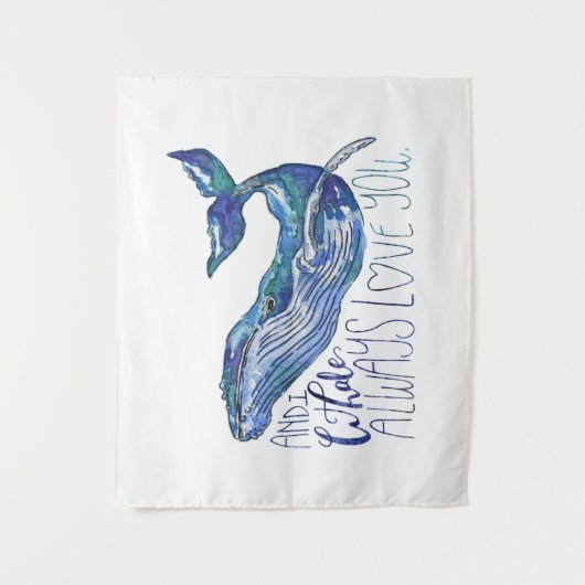 Waterverf walvis - Ik walgelijk altijd van je Wandkleed (Voorkant)