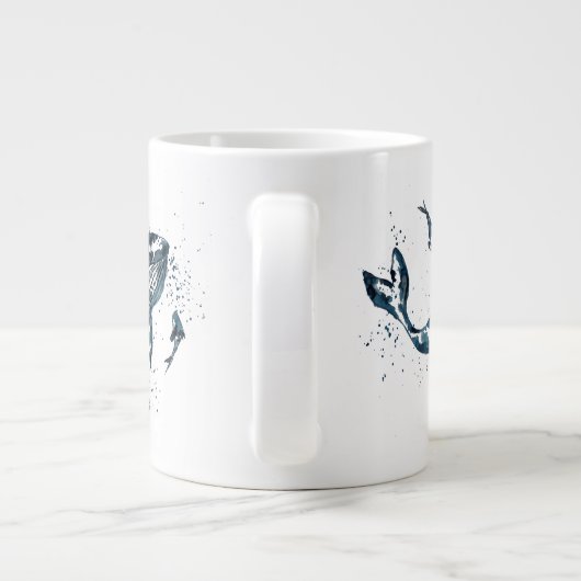 Waterverf walvis in Blue Jumbo Mok (Achterkant)