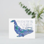 Waterverf walvis - Liefde zo groot als de oceaan Briefkaart (Staand voorkant)