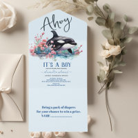 Waterverf walvis onder het Baby shower Zee