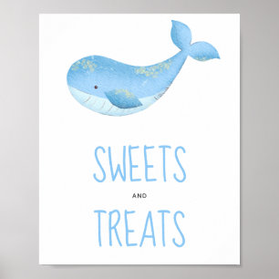 Waterverf walvis - snoepjes en lekkernijen banner poster
