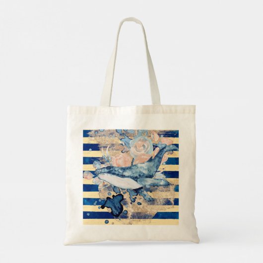 Waterverf walvis tote bag (Achterkant)