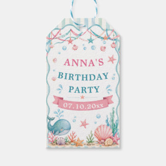 Waterverf Walvis Verjaardagsfeestje Cadeaulabel